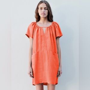 Sundry Coral Orange Short Sleeve Mini Dress